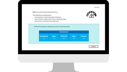 Module imagery: A Storyline interaction where the learner rates the risk