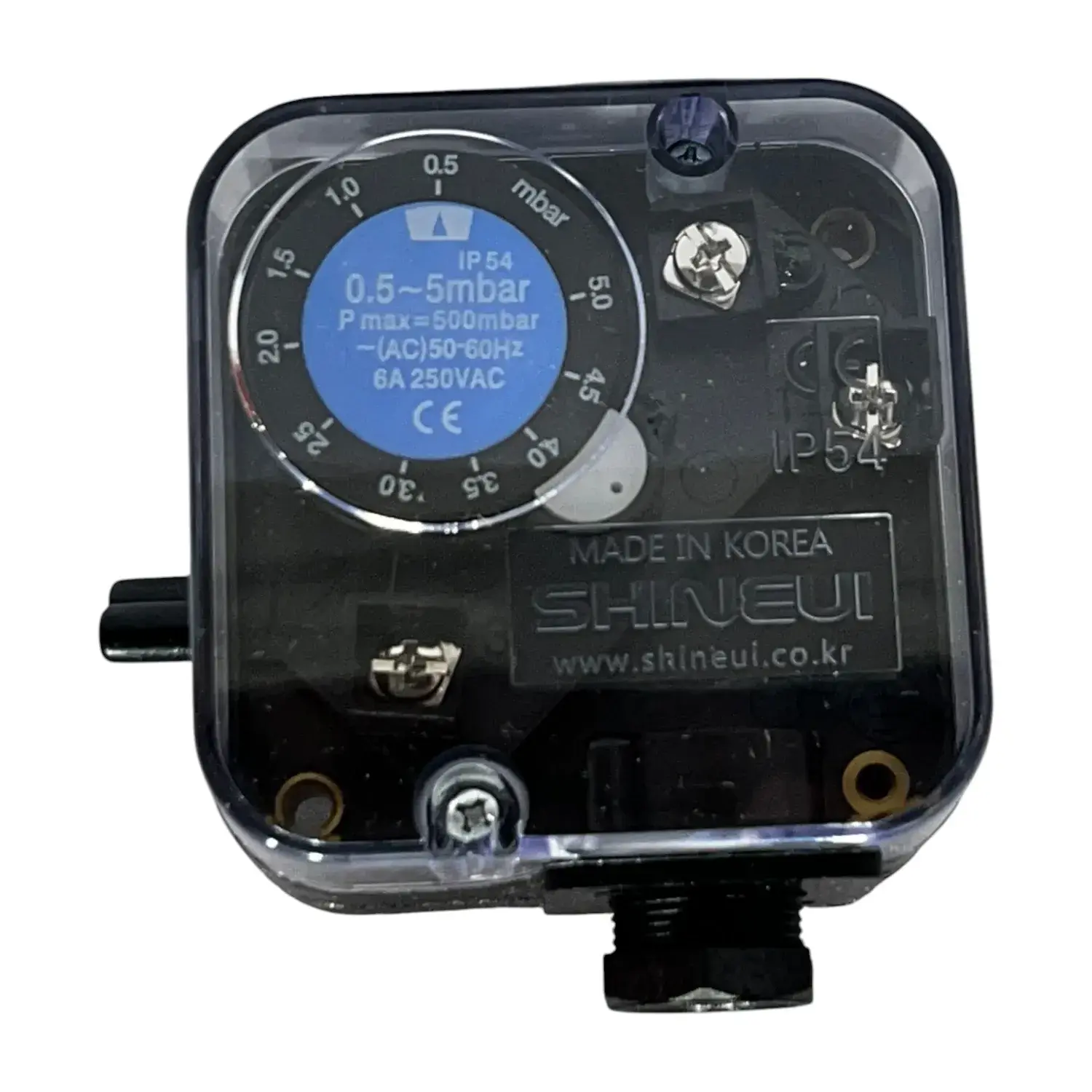 Shineui SAPS-5V adjustable air pressure switch with dial adjustment indicator.