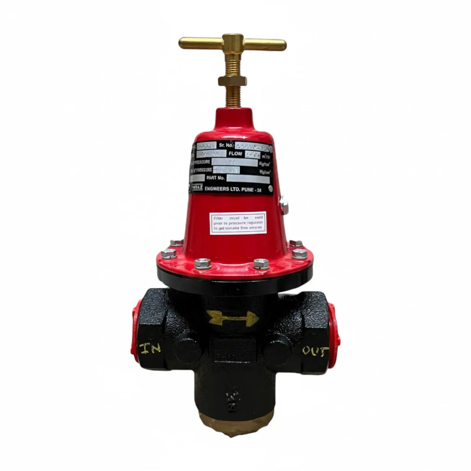 Vanaz R2304 gas regulator flow capacity and rating plate.