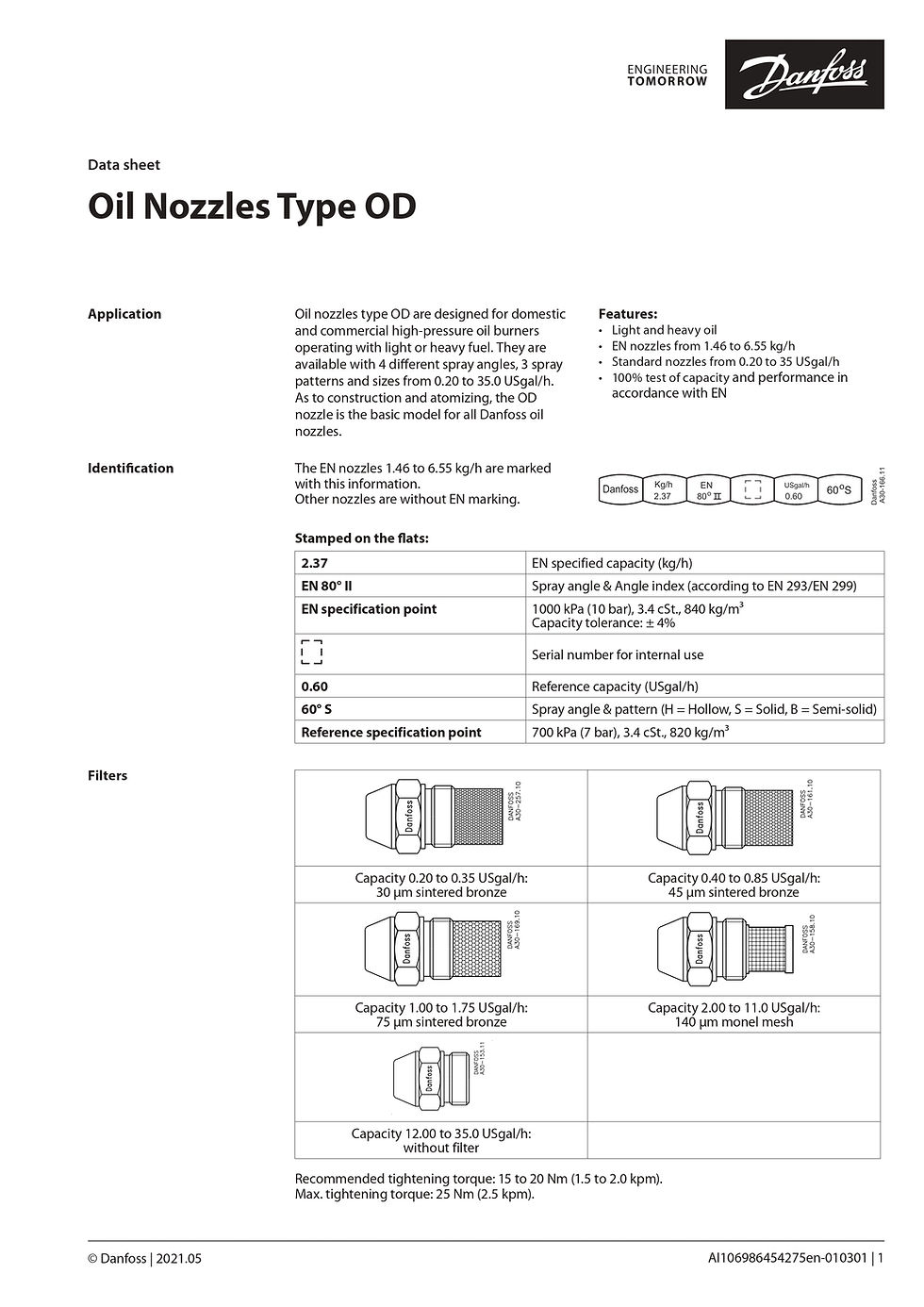 Thumbnail: Danfoss Nozzle 45 ° OD S