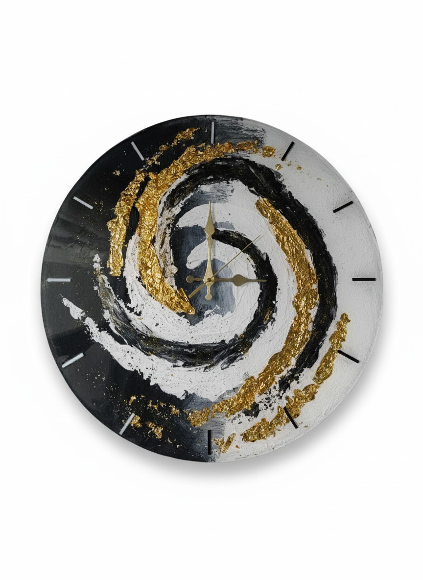 Girdap Tasarımlı Modern Epoksi Duvar Saati