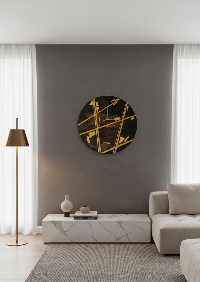 Geometrik Tasarımlı Epoksi Duvar Saati