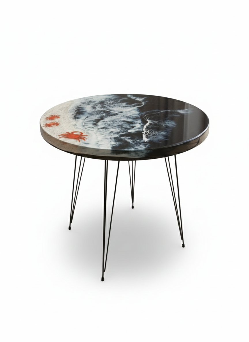 Turuncu Yengeçli Epoksi Sehpa