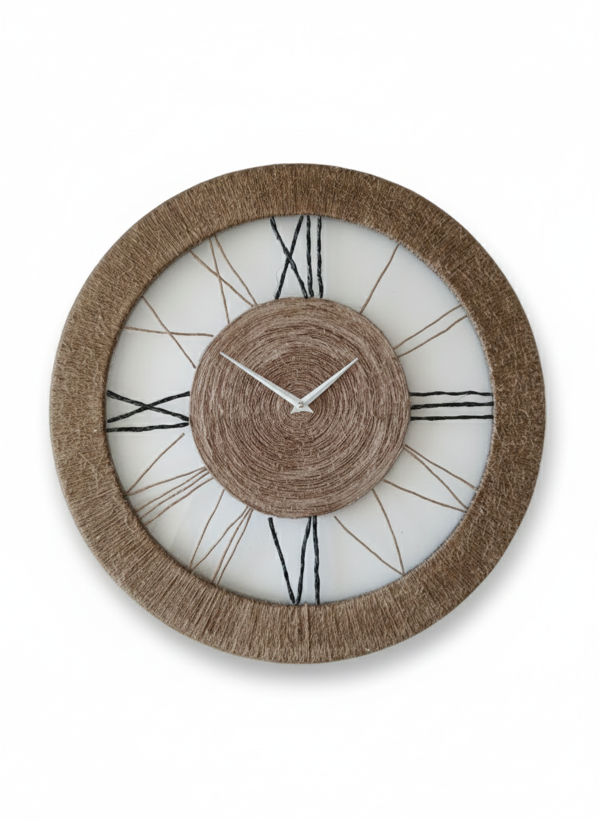 El Yapımı Jüt İp ve Epoksi Duvar Saati