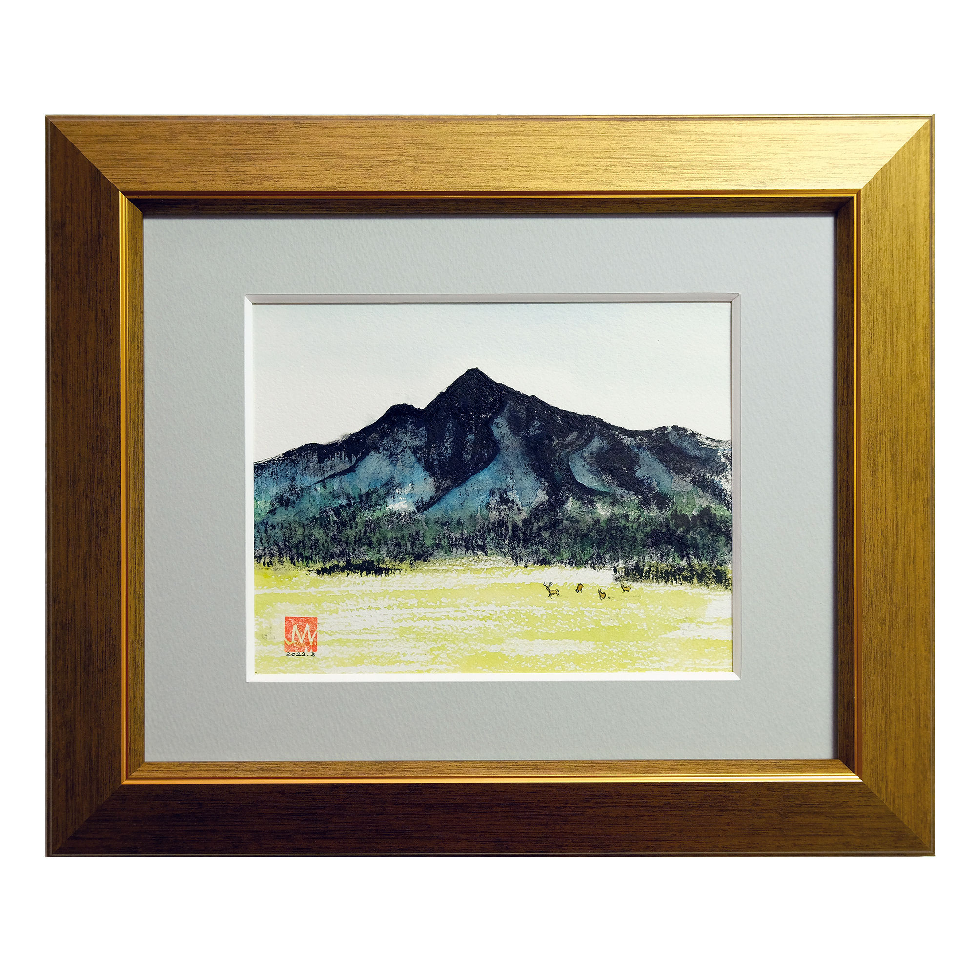 絵画【初夏の斜里岳】