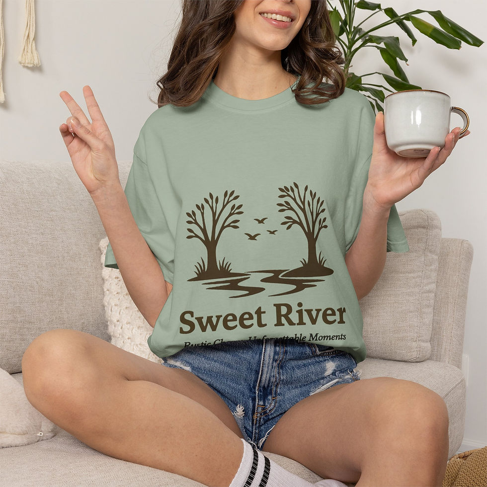 Thumbnail: Sweet River T-Shirt — Rustic River Scene Tee ("Sweet River" Text)