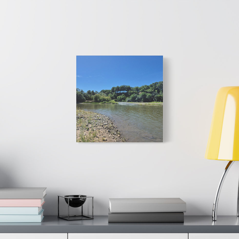 Thumbnail: Tranquil Riverbank Landscape Canvas — Sweet River Stretched Wall Art Series