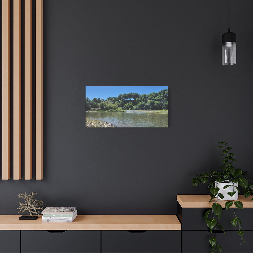Thumbnail: Tranquil Riverbank Landscape Canvas — Sweet River Stretched Wall Art Series