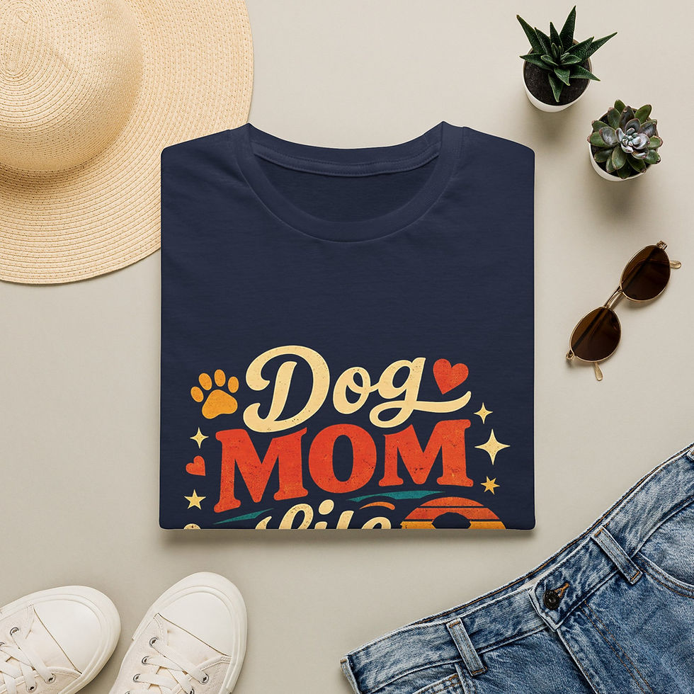 Thumbnail: Dog Mom Life T-Shirt — Retro Paw & Heart Graphic for Dog Lovers