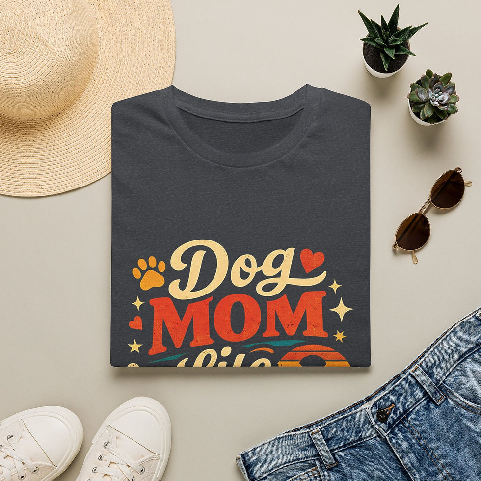 Thumbnail: Dog Mom Life T-Shirt — Retro Paw & Heart Graphic for Dog Lovers