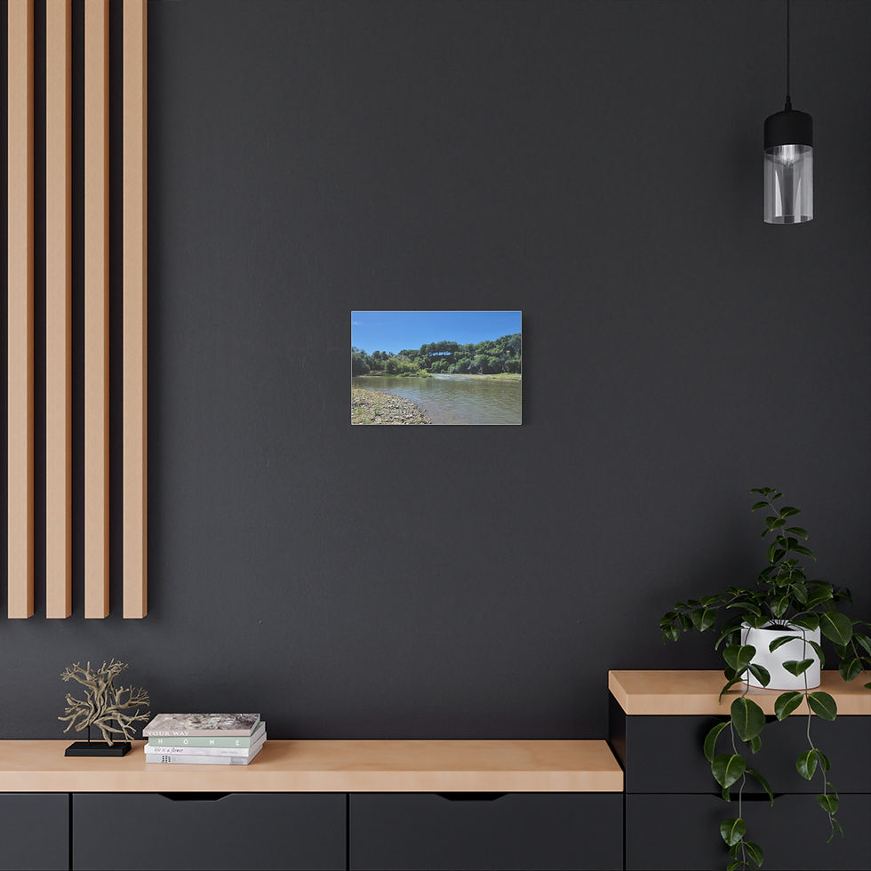 Thumbnail: Tranquil Riverbank Landscape Canvas — Sweet River Stretched Wall Art Series