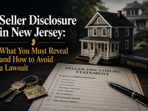 Seller disclosure in New Jersey: property condition disclosure statement with house keys and a real estate law book