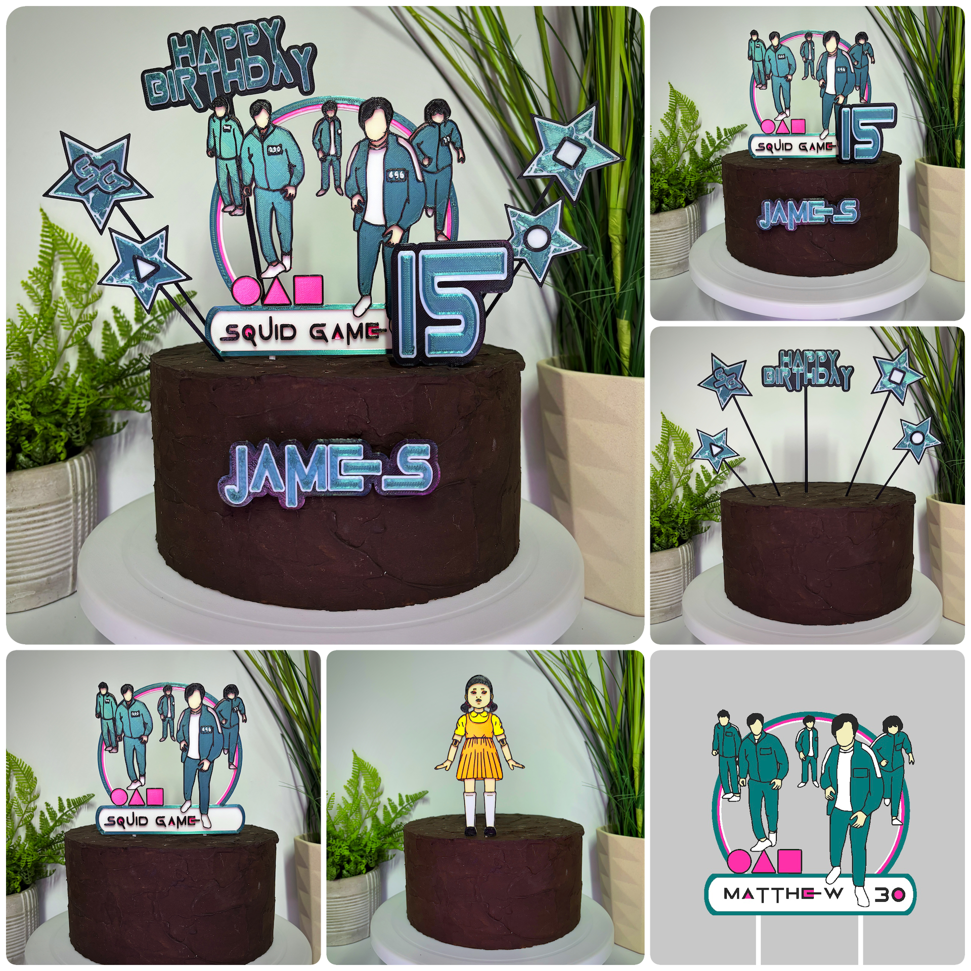 Squid Game Players Inspired Cake Toppers