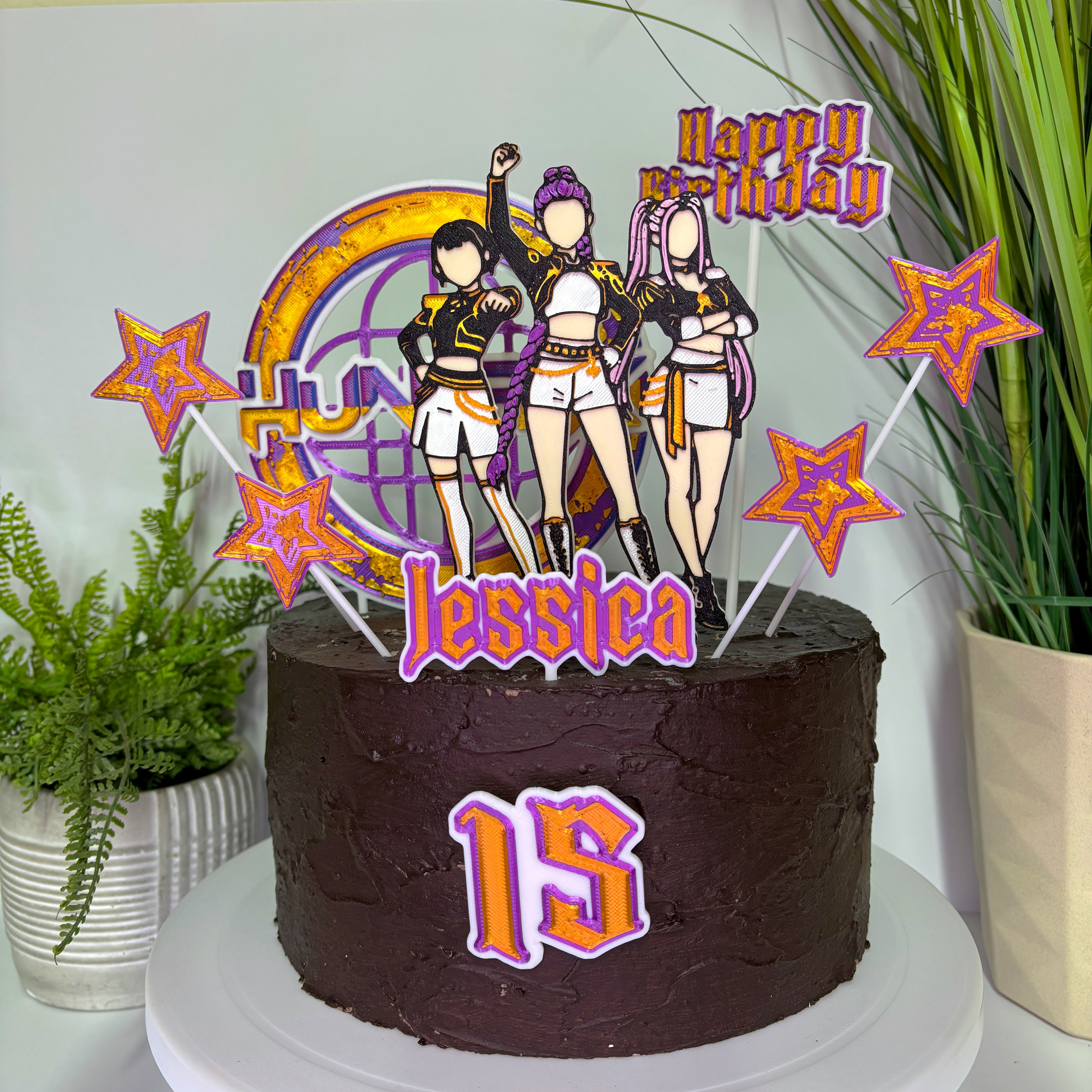 KPop Demon Hunters Inspired Huntrix Gold Cake Toppers