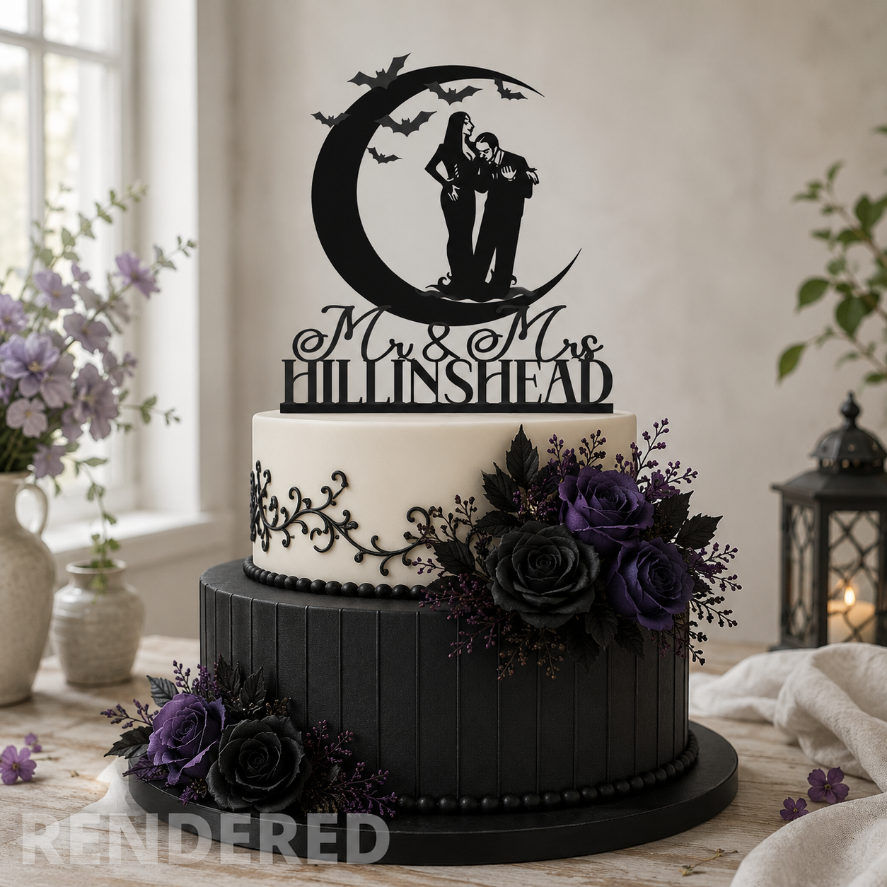 Mr & Mrs Addams Inspired Cake Toppers