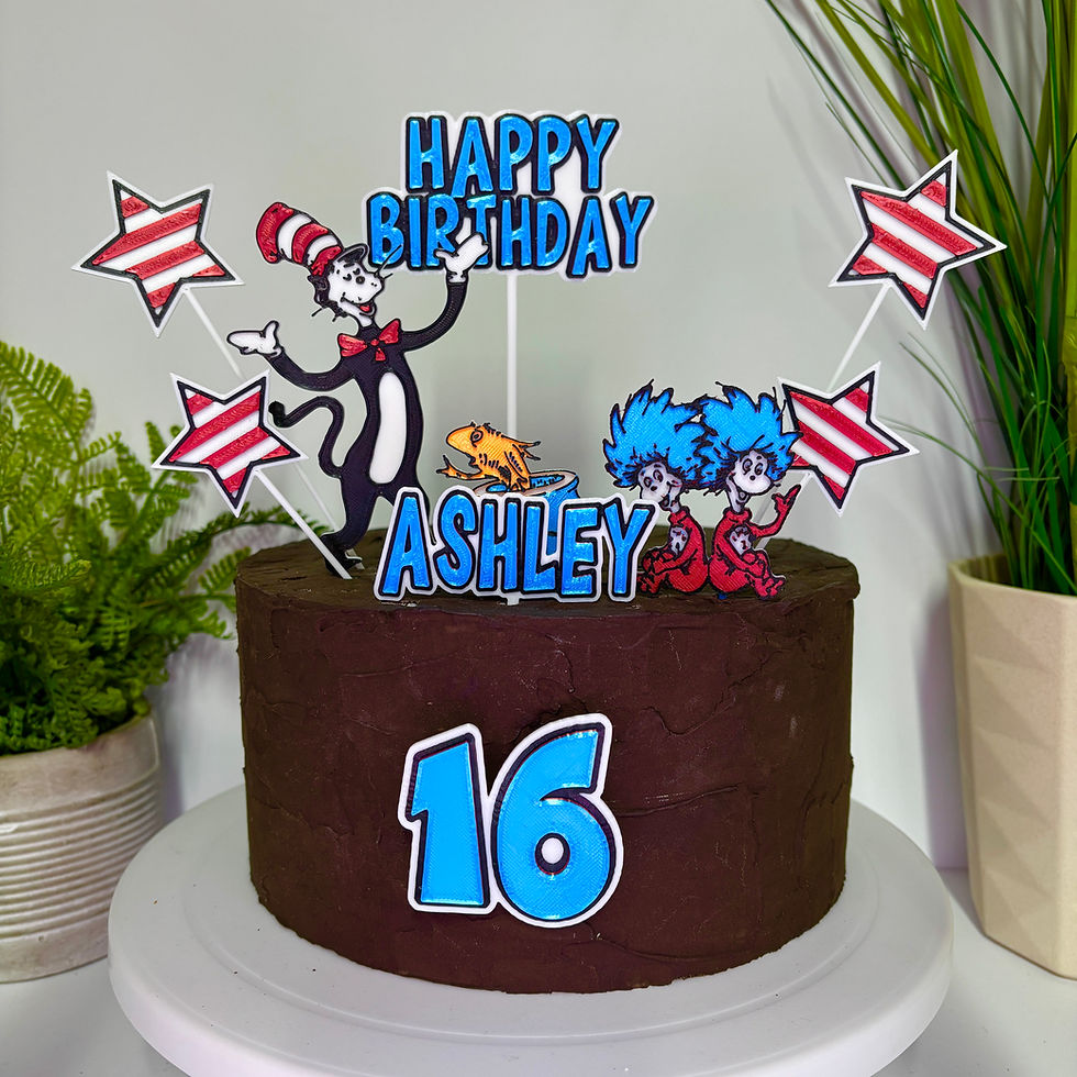 Dr Seuss Inspired Cat In The Hat 2 Cake Toppers