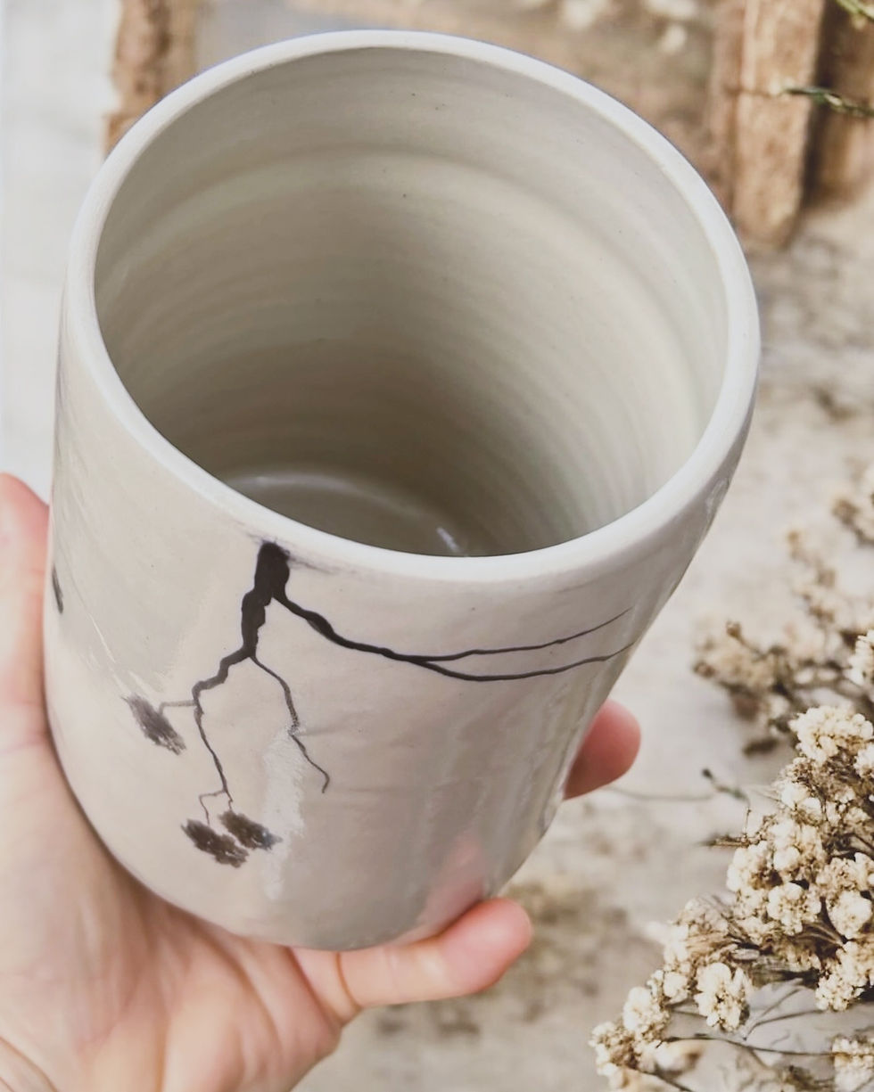 Miniaturbild: Handgedrehte Aufbewahrungsdose, Gefäß mit Deckel, bemalt, boho, schlicht