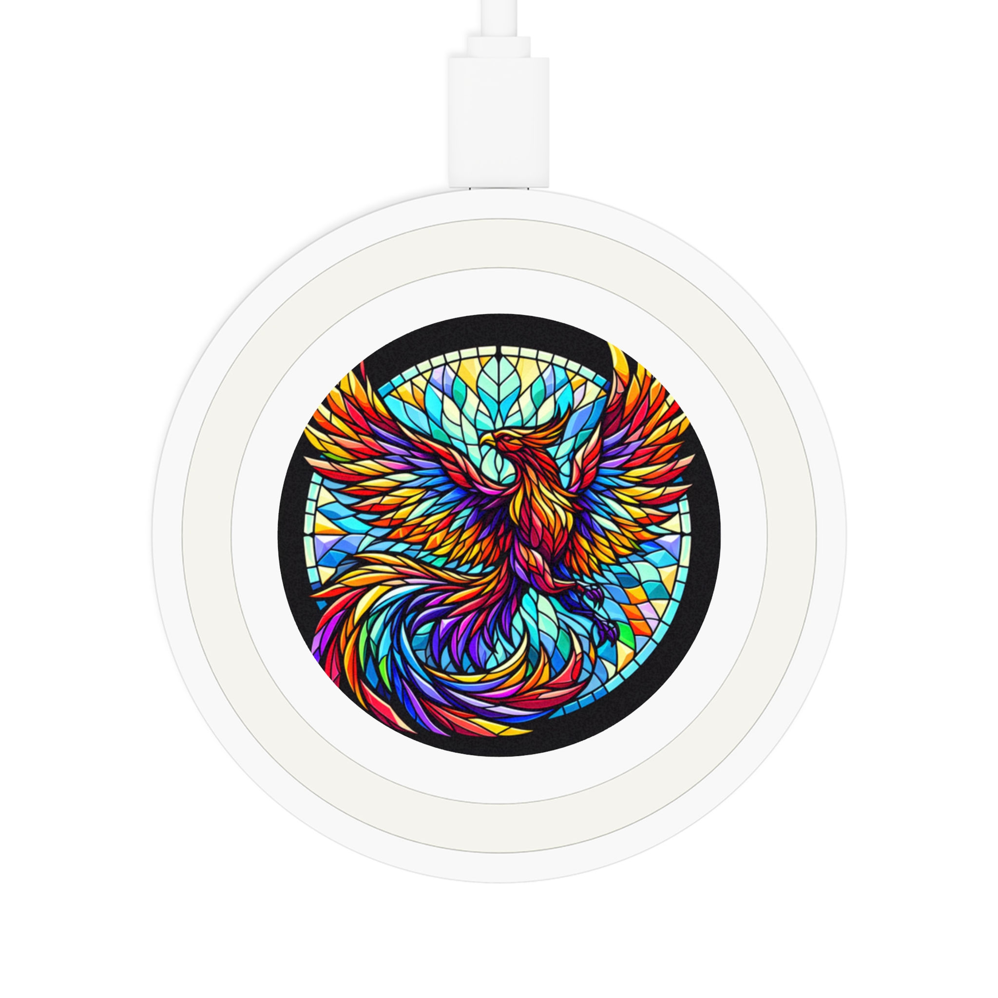 Wireless Charging Pad - Vibrant Phoenix Design