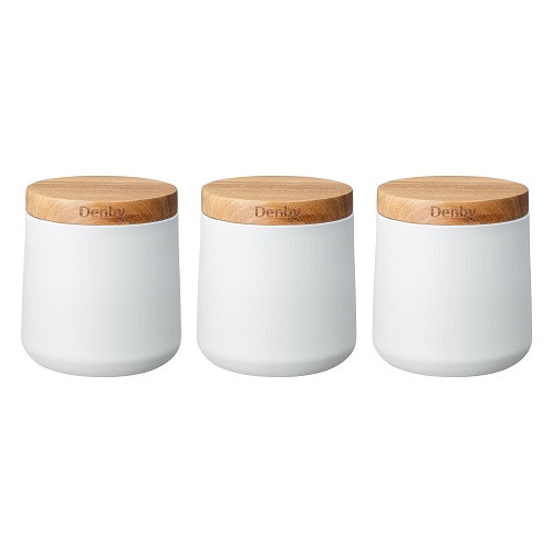 Denby Set of 3 White storage Canisters Hargreaves of Buxton