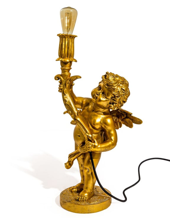 Antique Gold Standing Cherub Tablelamp