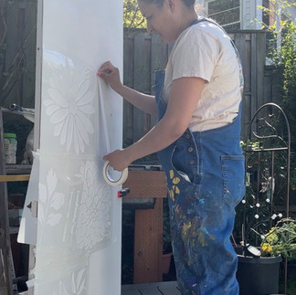 taping up stencils