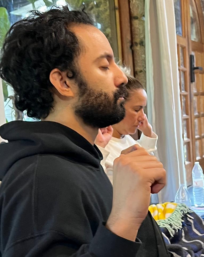 Participants engaging in Pratismarati Bhodi Kriya, a practice designed to upgrade spiritual hygiene, fostering mindfulness, clarity, and conscious connection.