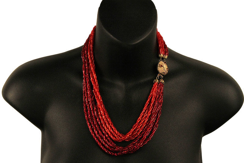 Thumbnail: Red Victorian Glass Beaded Necklace