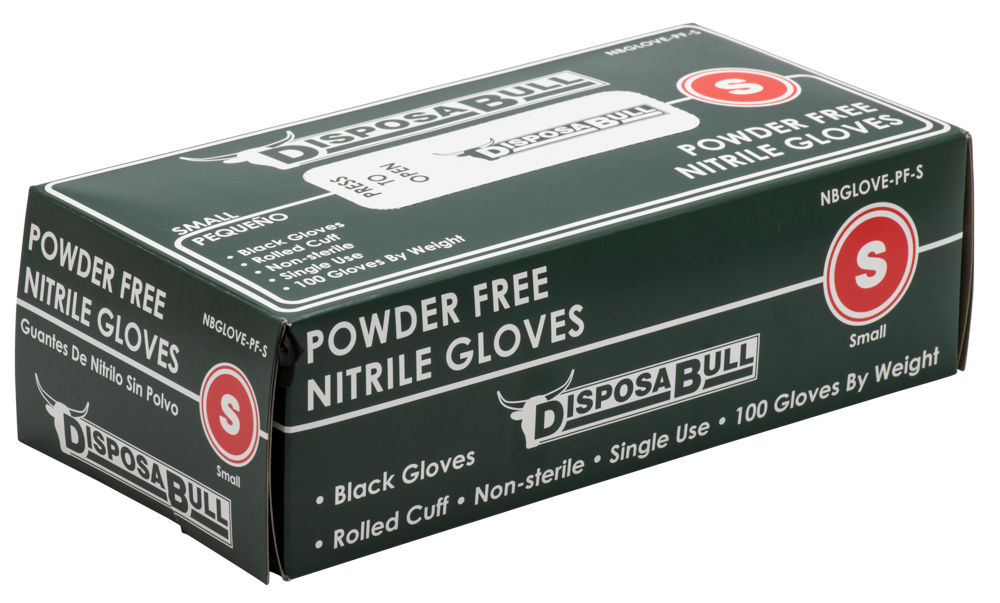 Black Nitrile Gloves, Powder Free (Multiple Sizes)