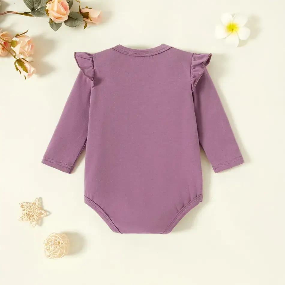 الصورة المصغرة: Baby Graphic Flutter-sleeve رومبير وردي غامق بأكمام طويلة