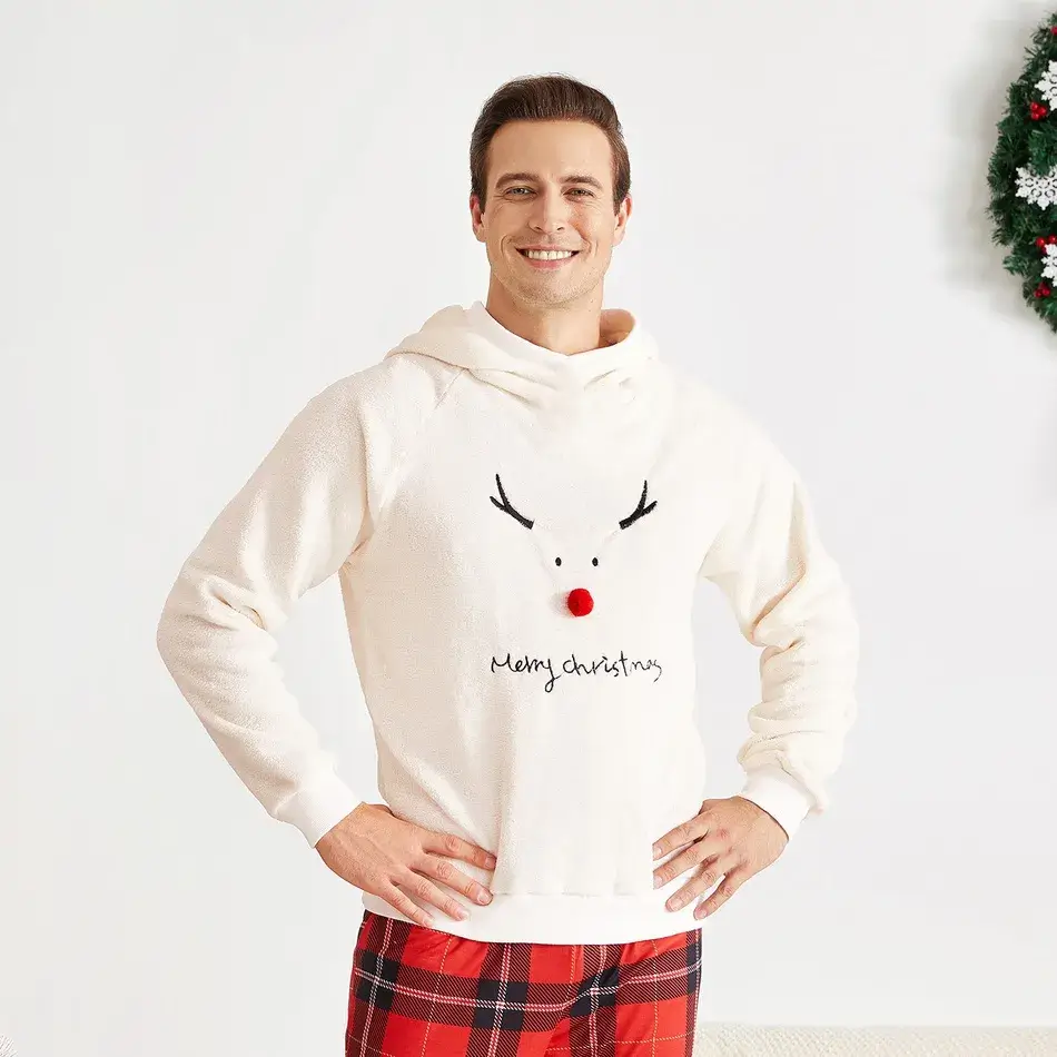 Thumbnail: Christmas Antler Solid Plush Family Matching Sweatshirt Hoodies