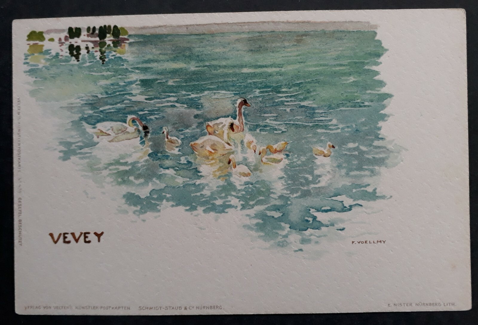 c. 1900 Switzerland Chromolitho Postcard-View of Vevey Unused No Stamp