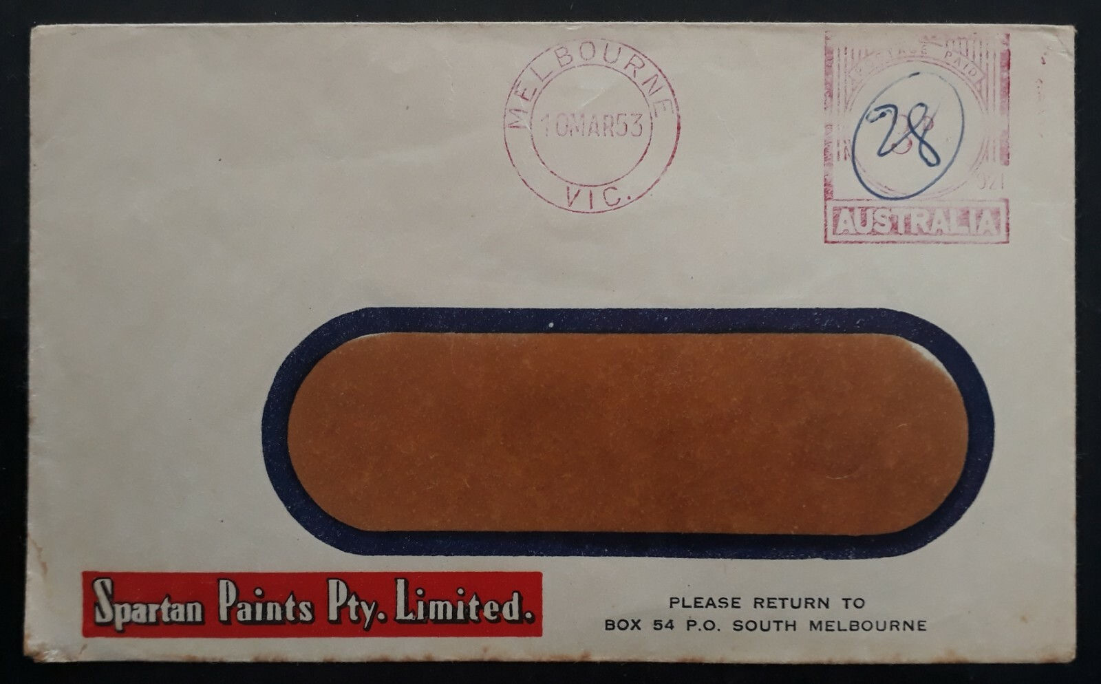 1953 Australia Window Commercial Meter Cover - SPARTAN PAINTS Pty. Limited