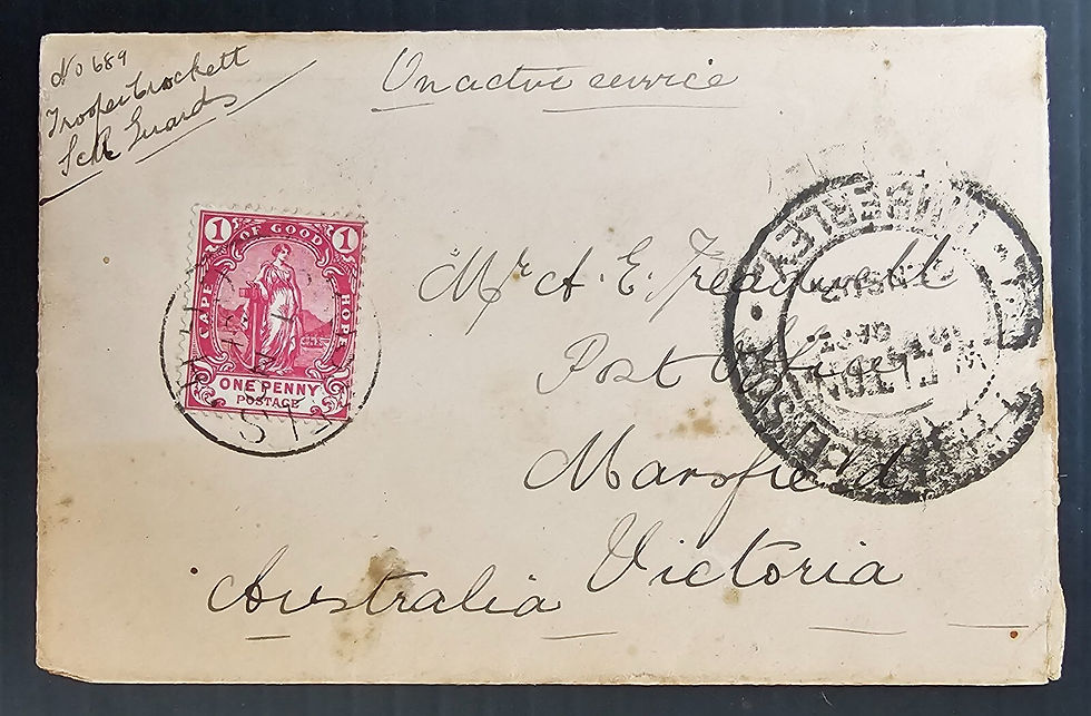 1901 Cape of Good Hope On Active Service Boer War Cover 1p Stamp cd Brussels