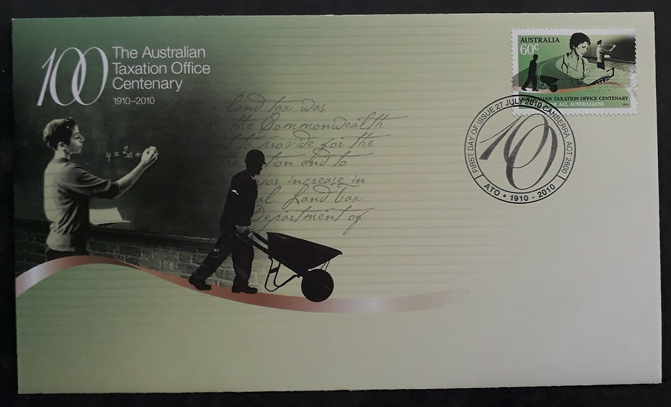 2010 Australia Tax Office Anniversary FDC ties 60c Stamp cd Canderra ACT