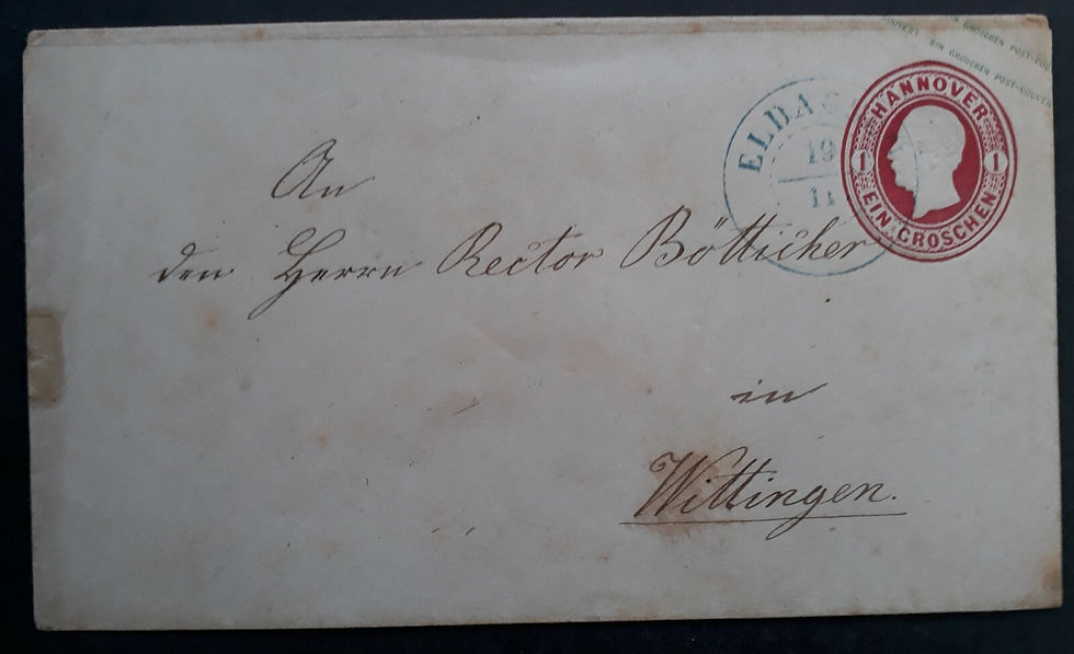 RARE c1860 Hannover Germany 1Gr stamped cover canc Eldagsen to Wittingen