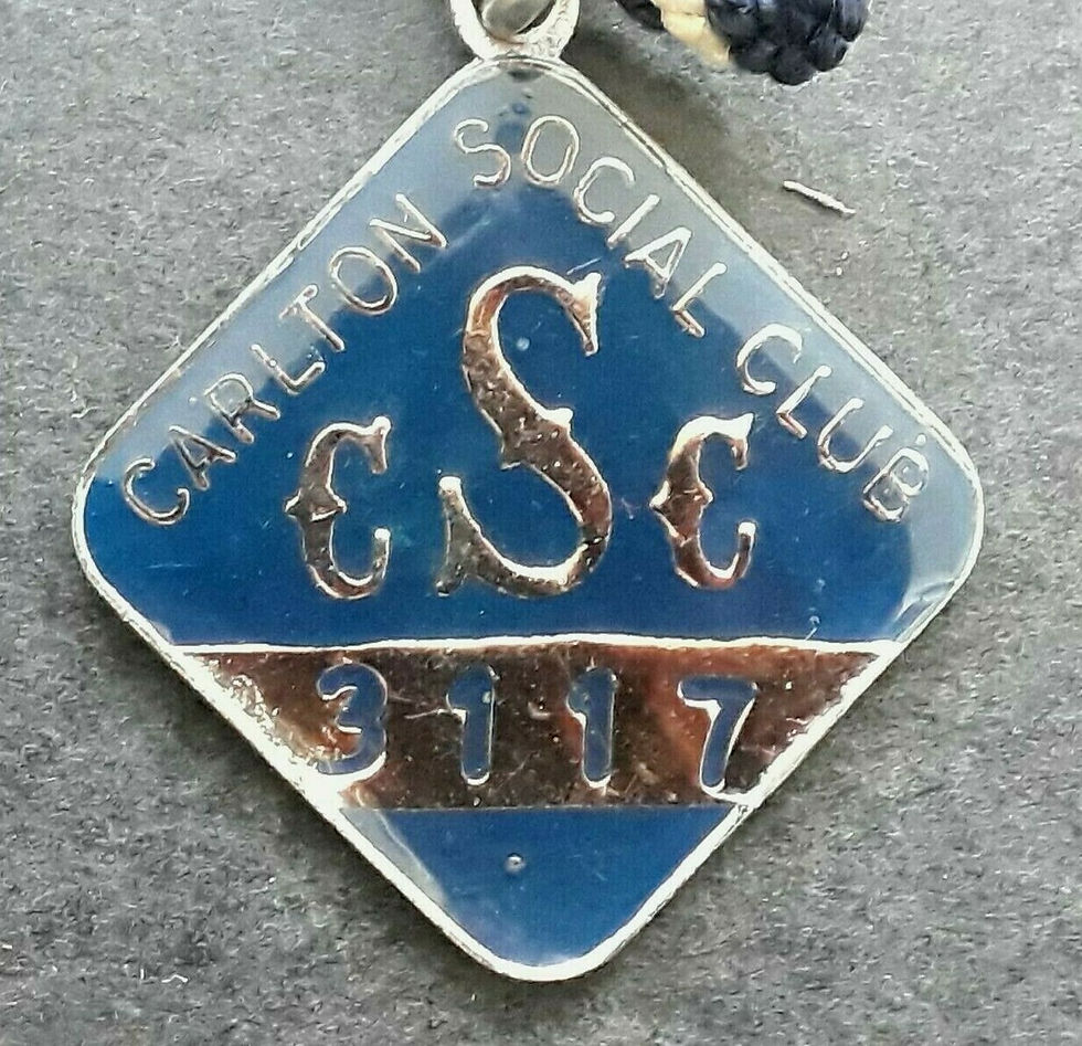 1981-2 Carlton Social Club Membership Badge on cord
