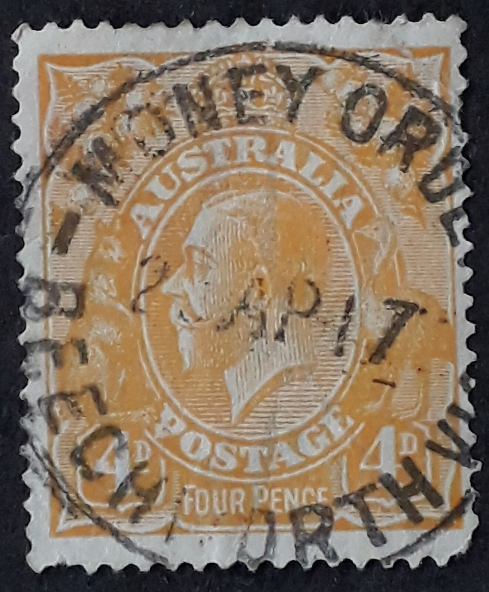 1917 Australia 4d Orange Yellow KGV Stamp MONEY ORDER BEECHWORTH VIC PMK