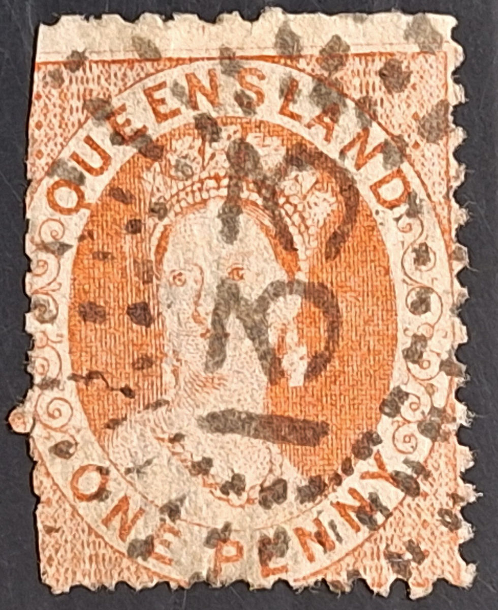 1876 Queensland Australia 1d Dp Orn Vrm Chalon Head Stamp CDS 133 Logan Village