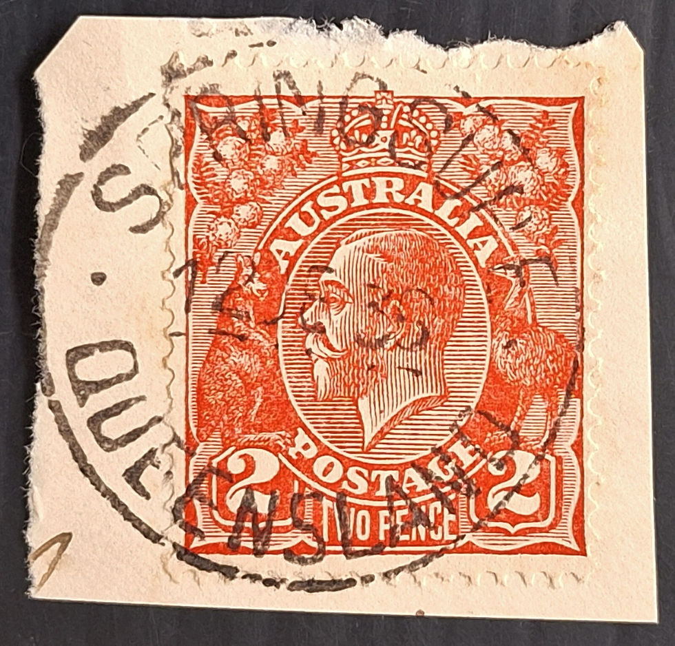 1936 Australia 2d Golden Scarlet KGV stamp Framed SPRINGSURE QUEENSLAND Postmark