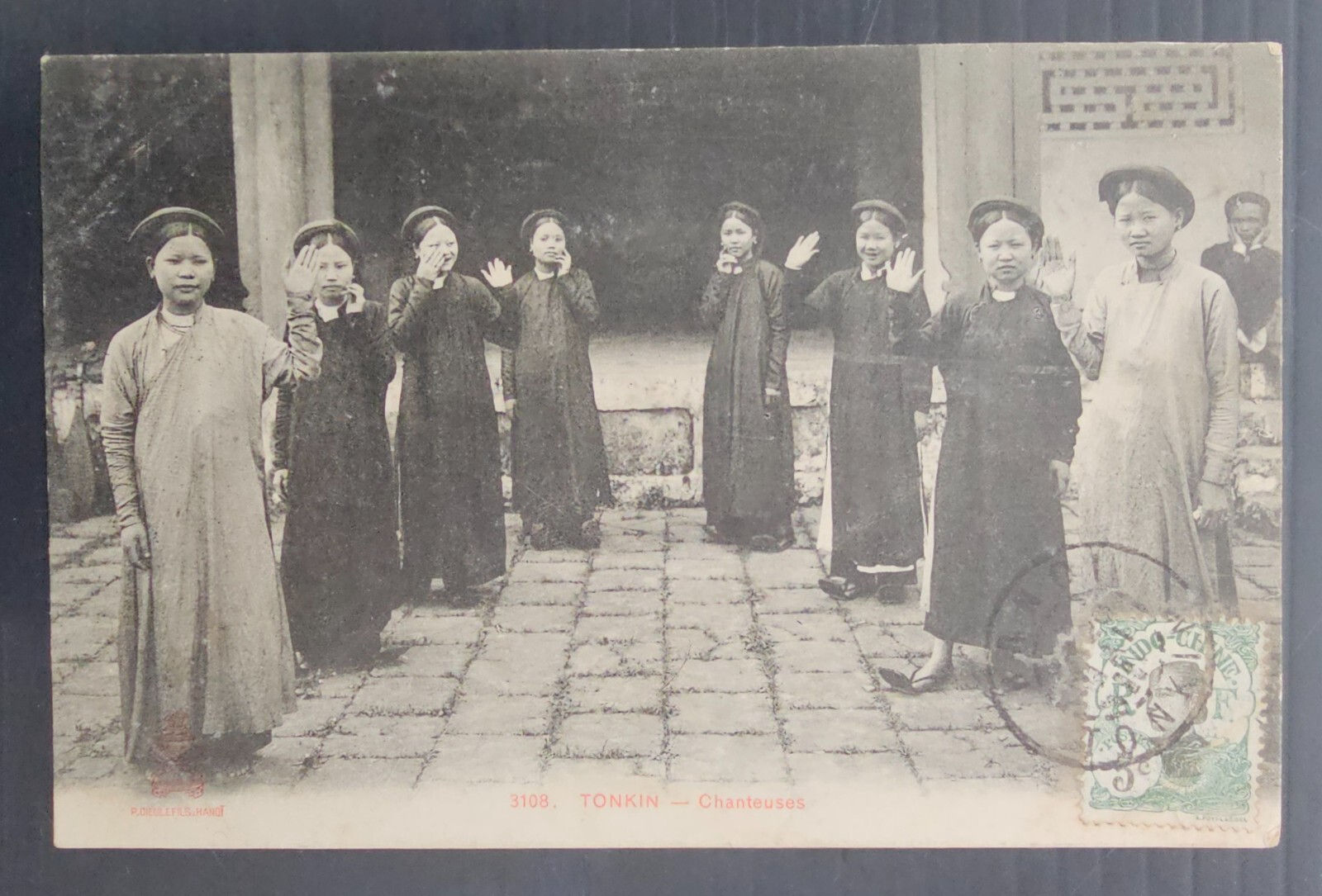 1911 Indochina Postcard-Singers ties 5c stamp cd Hanoi-Haiphong