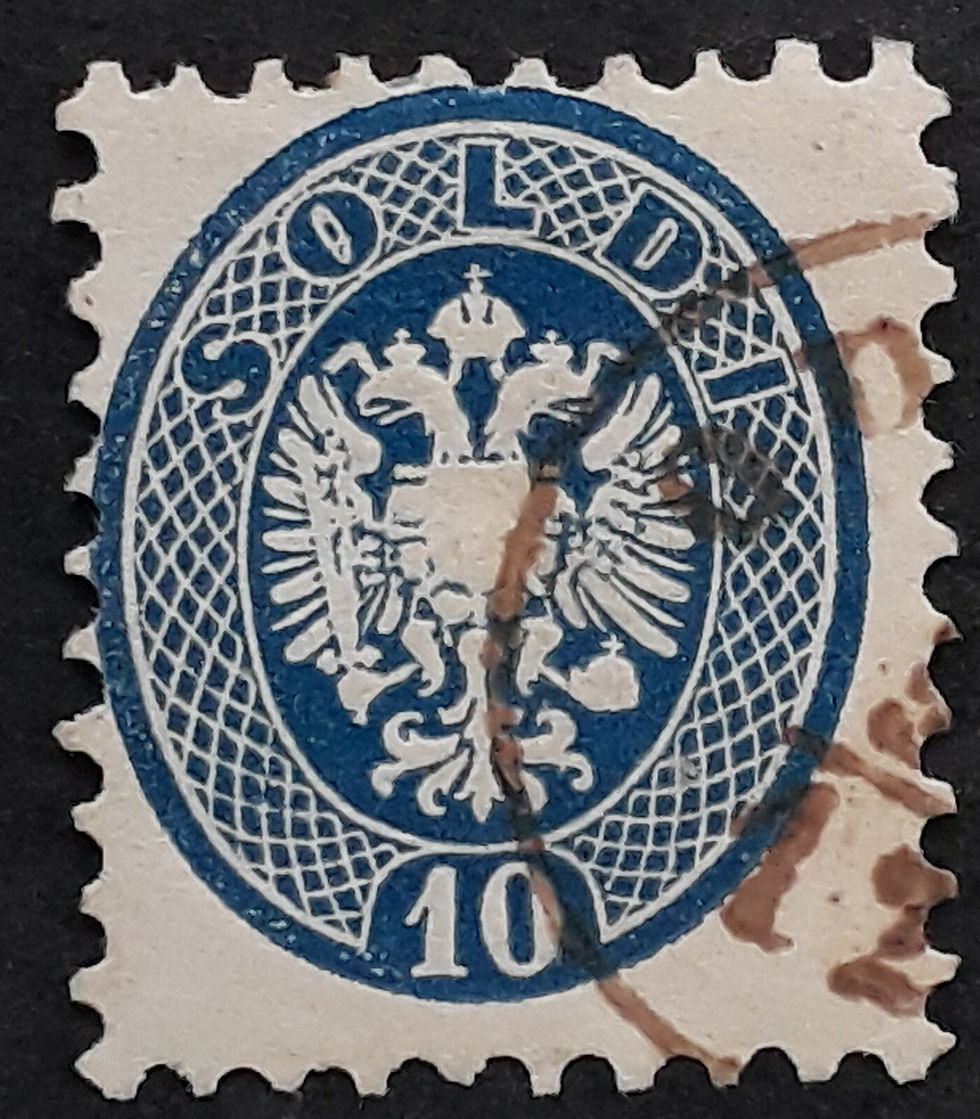 c.1860s Lombardy Venetia 10Sd blue Imperial Eagle stamp on piece Oderzo cancel