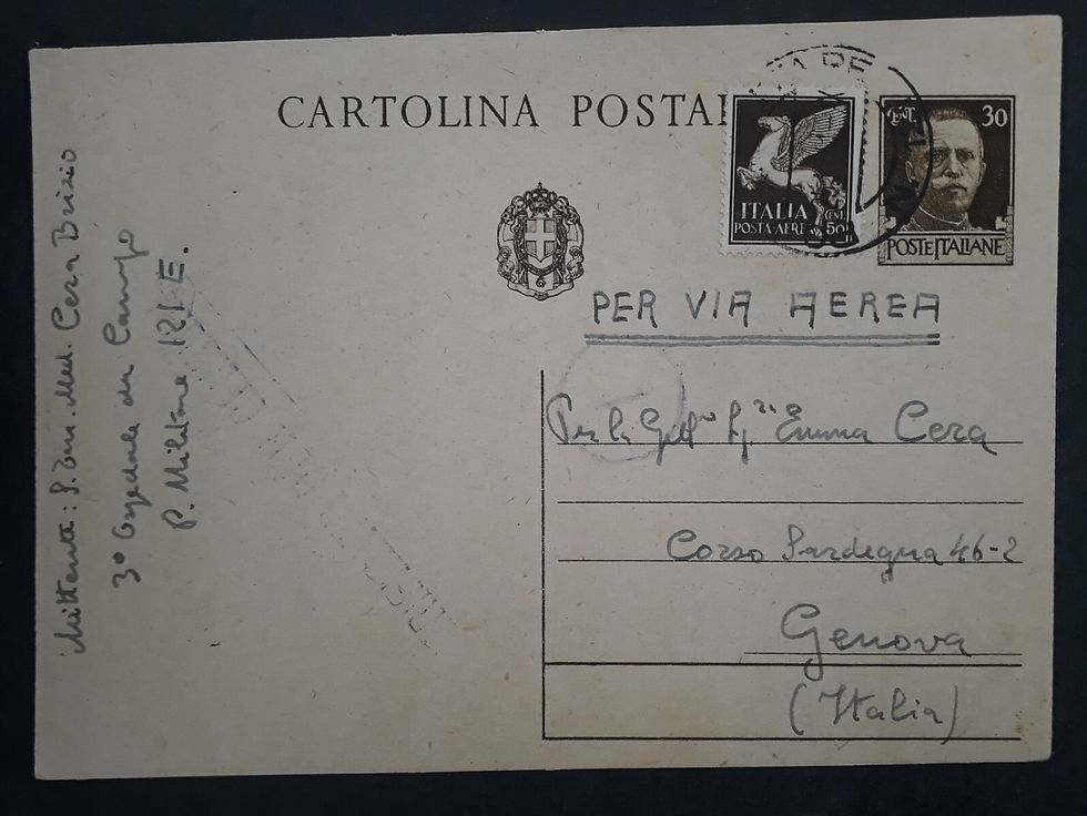 SCARCE 1949 Italy 30c Stamped Postcard with 50c extra stamp Military Post cd
