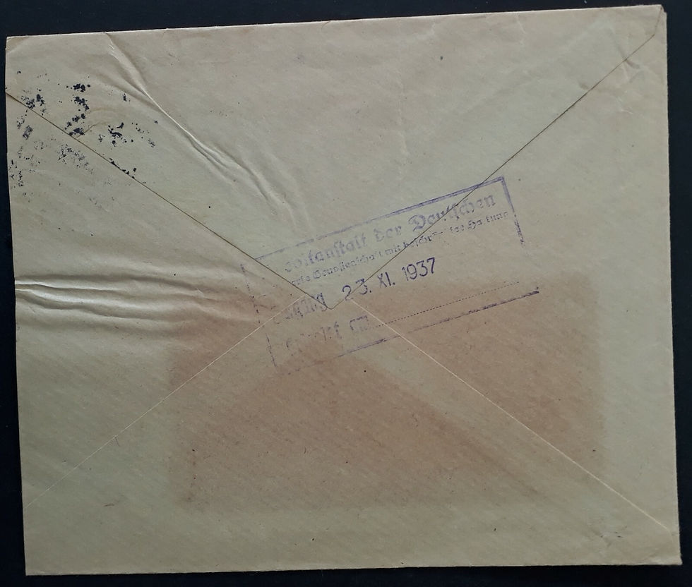 Thumbnail: RARE 1937 Czechoslovakia Window Cover ties 2 stamps cancelled Brno