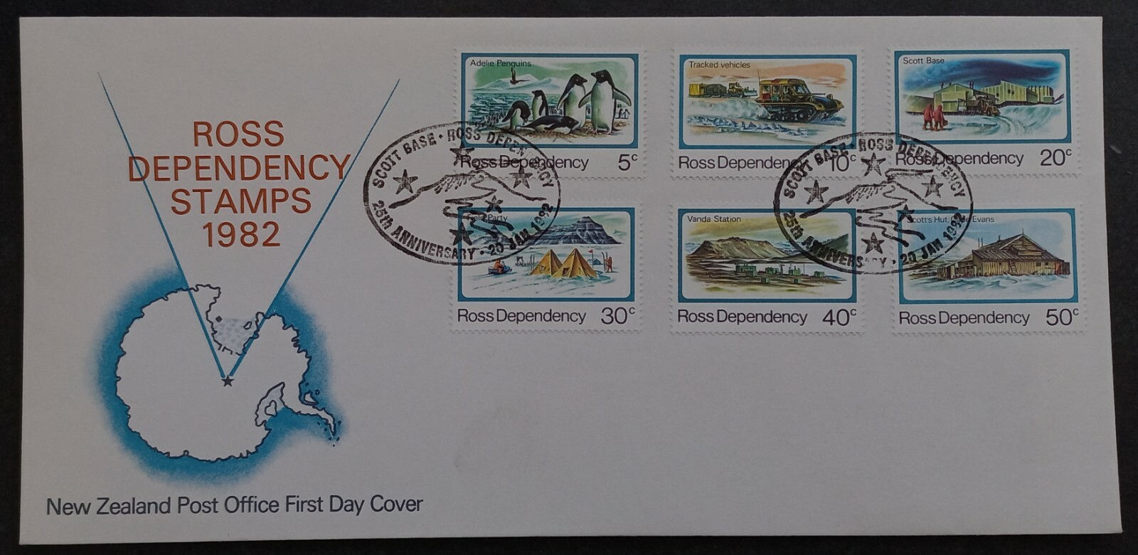 1982 New Zealand (Ross Dependancy) Antarctic Life FDC 6 stamps cd Scott Base
