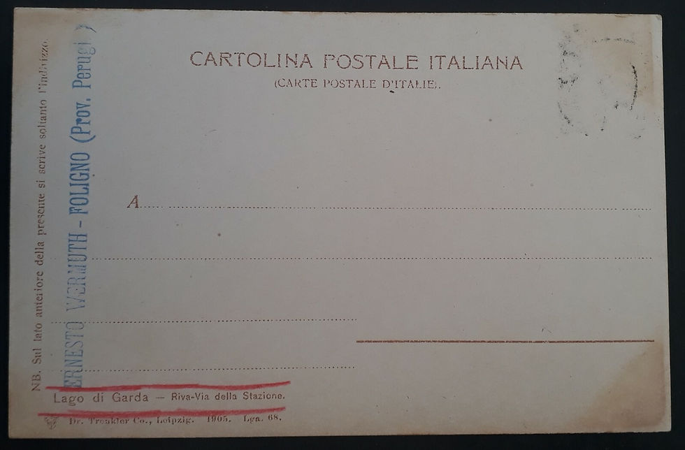 Thumbnail: 1907 Italy Postcard "Riva Lago di Garda" ties 1c stamp cancelled Garda