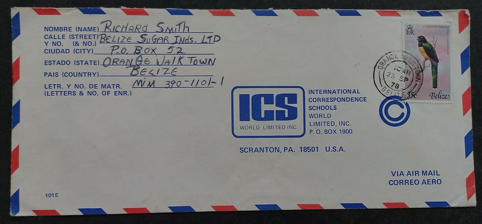 1978 Belize Air Mail Cover ties 35c Stamp cd Orange Walk Town-Scranton