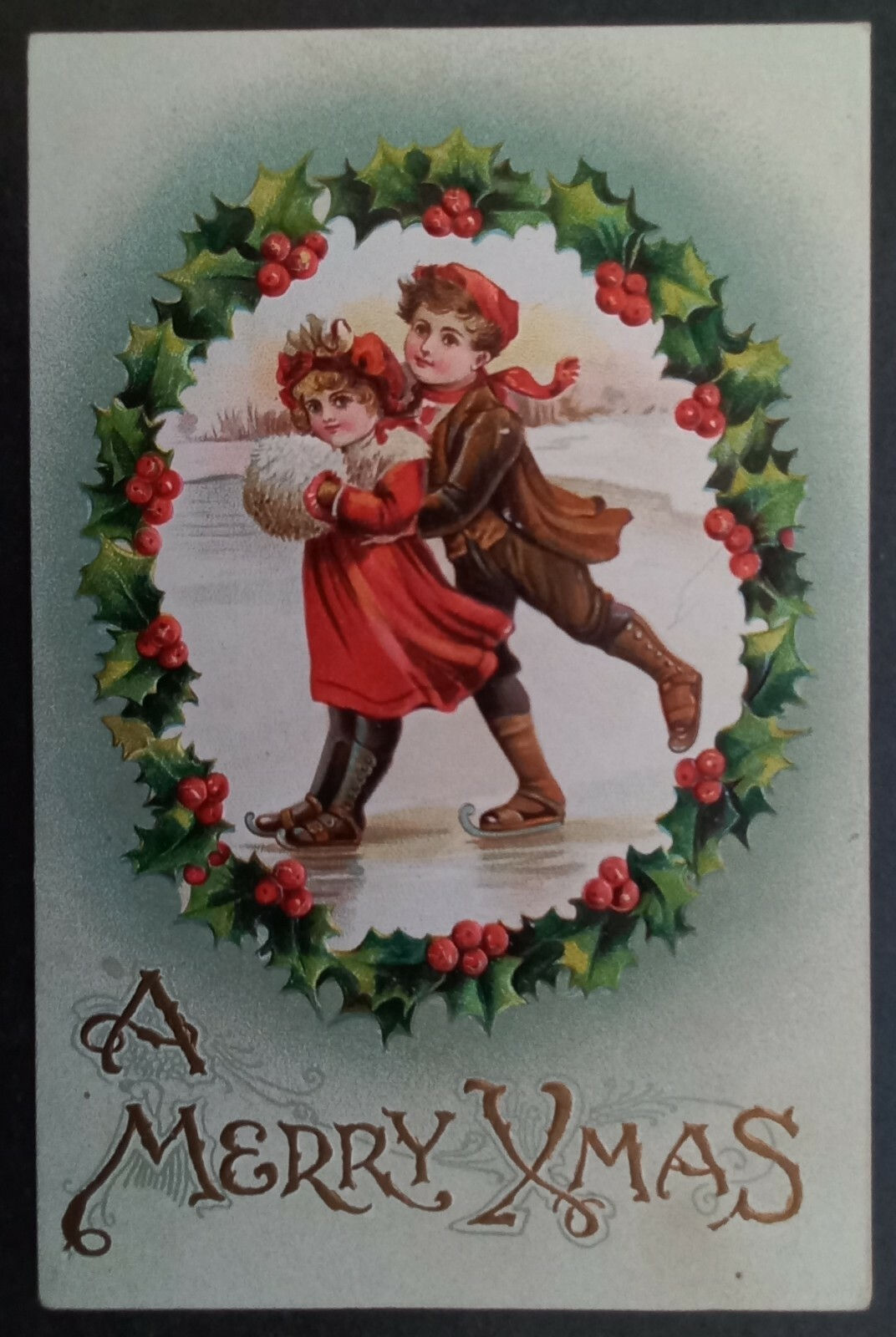 Undated Great Britain Birns Brothers Postcard-A Merry Xmas Used