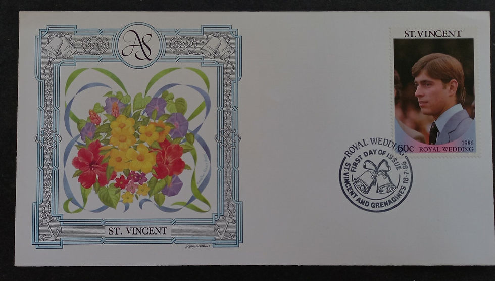 1986 St Vincent Royal Wedding FDC 60c Stamp cd St Vincent & Grenadines