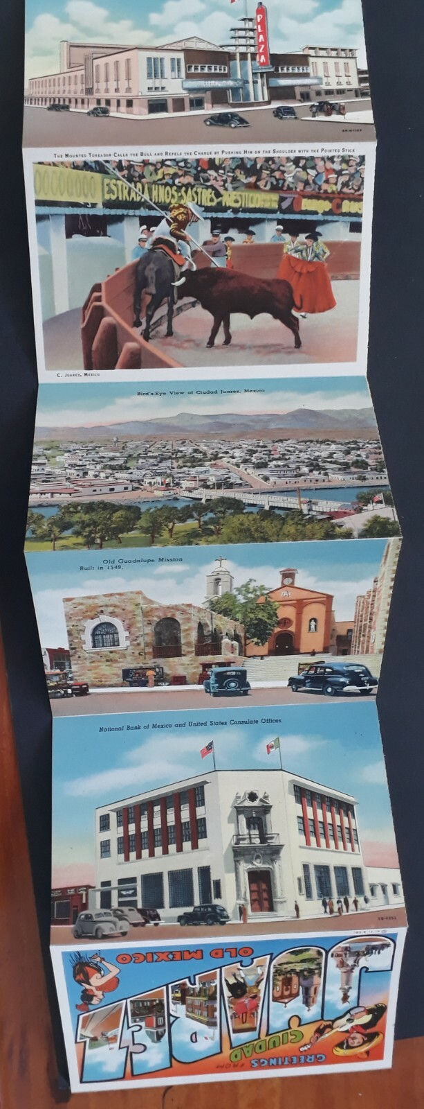 Thumbnail: RARE 1950 Mexico Ciudad Juarez Souvenir Folder with 17 pictures to USA