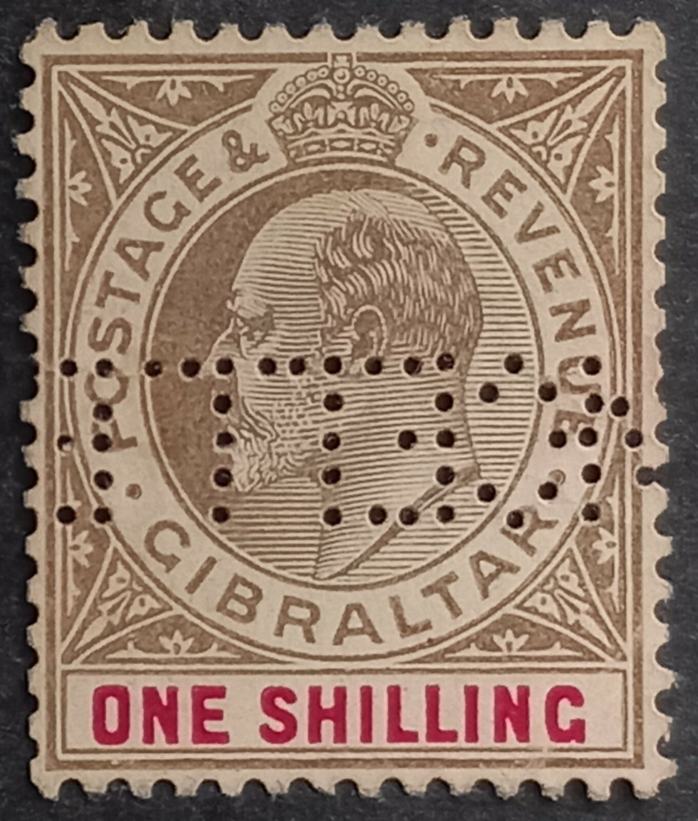 c.1905 Gibraltar 1/- Edward VII stamp NCELLE perfin Mint SG61